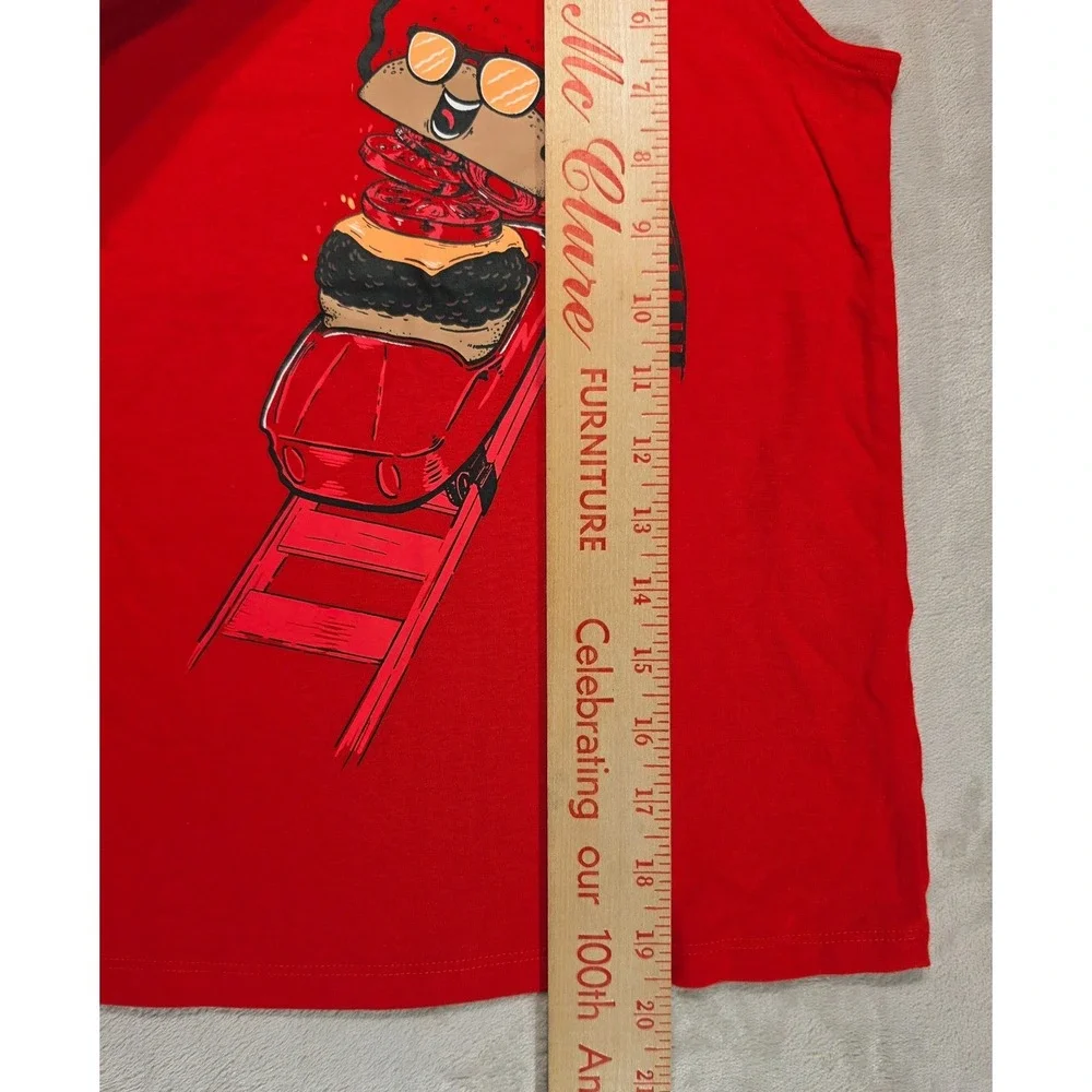 Cat & Jack Boys Red Burger Roller Coaster Graphic Tank Top Shirt Size S‎ 6/7 NWT
